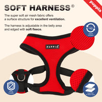Puppia Soft Dog Harness No Choke Over-The-Head Triple Layered Breathable Mesh Adjustable Chest Belt and Quick-Release Buckle, Green, Large