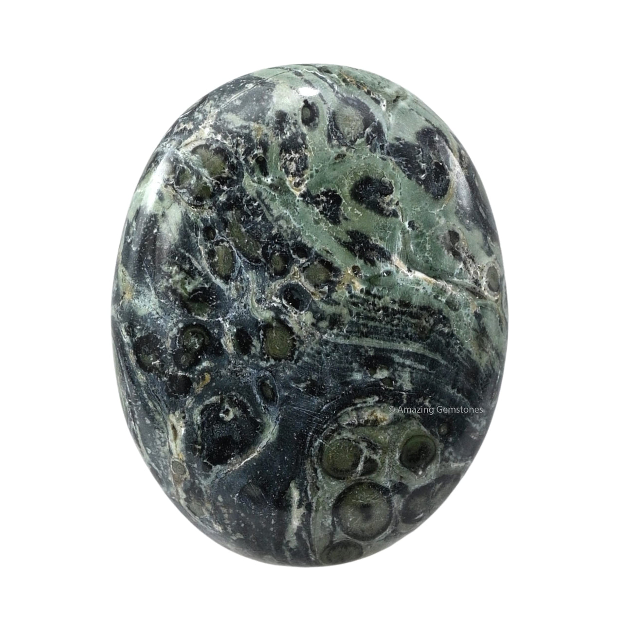 Kambaba Jasper Palm Stone - Hot Massage Worry Stone for Natural Body Chakra Balancing, Reiki Healing and Crystal Grid Kambaba Jasper