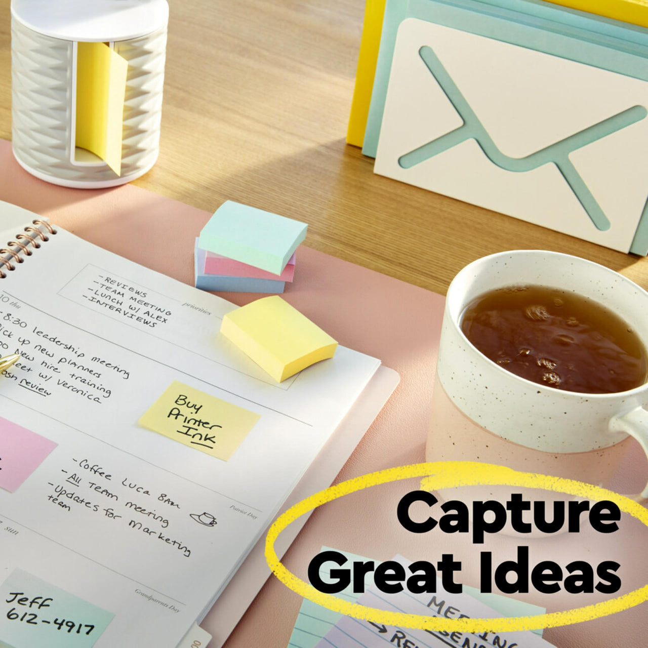 Post-it Notes, 1/3/8 x 1 7/8 in, 24 Sticky Notes Pads, 100 Sheets per Pad, Canary Yellow, The Original Post-it Note, New Year Organization or Second Semester School Supplies