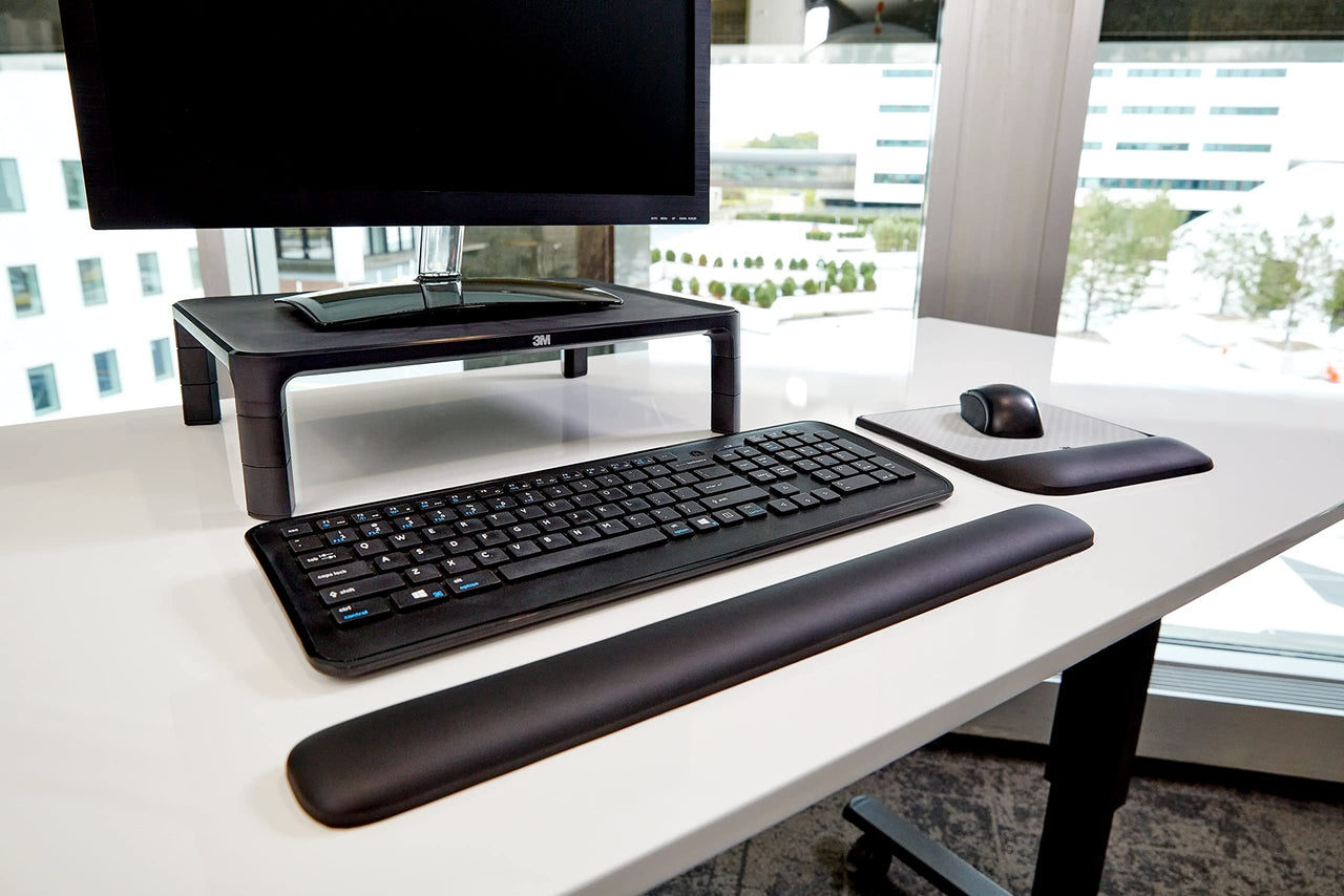 3M Gel Wrist Rest for Keyboards, Soothing 3M Gel Technology and Satin Smooth Cover for All Day Comfort and Support, Durable and Easy to Clean, 19", Black (WR85B)