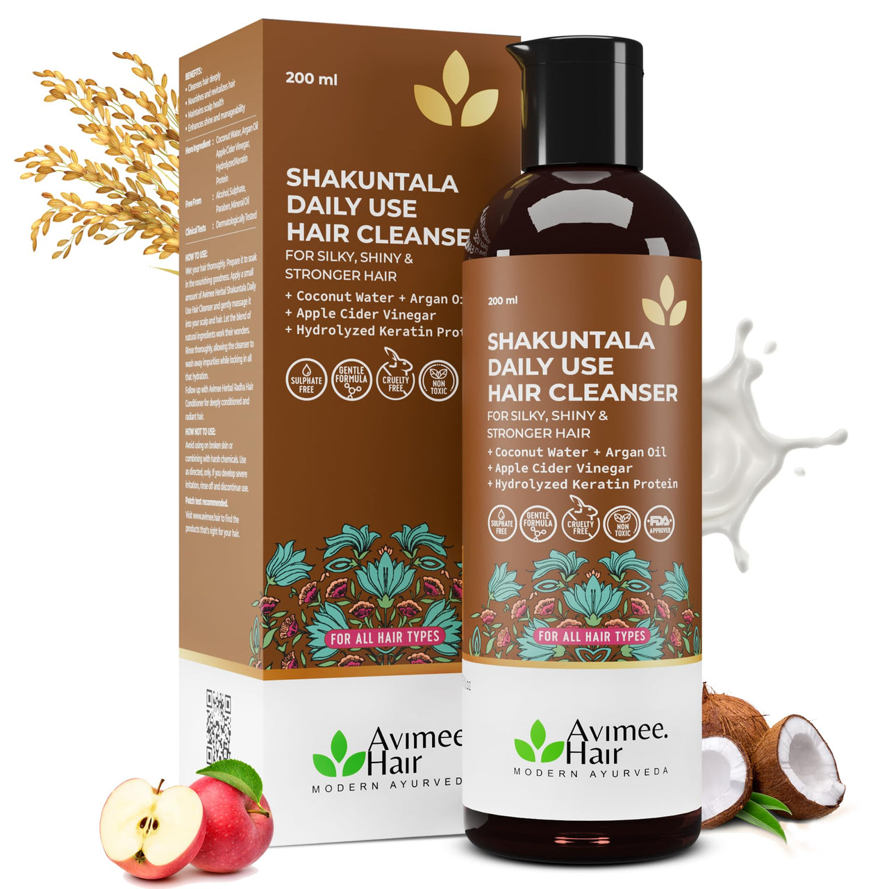 Avimee Herbal Hair Care Kit | For Hair Growth and Nourishment | Keshpallav Hair Oil, 100ml | Shakuntala Hair Cleanser, 200ml | Hairtone PV1 Scalp Spray, 100ml | Hair Care Combo
