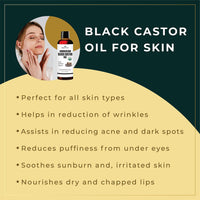 Organic Netra Cold Pressed Jamaican Black Castor Oil for Hair Growth | For healthy, thick and black hair | Reduces Acne Marks and fine lines | For All Hair and Skin Types - 250ml