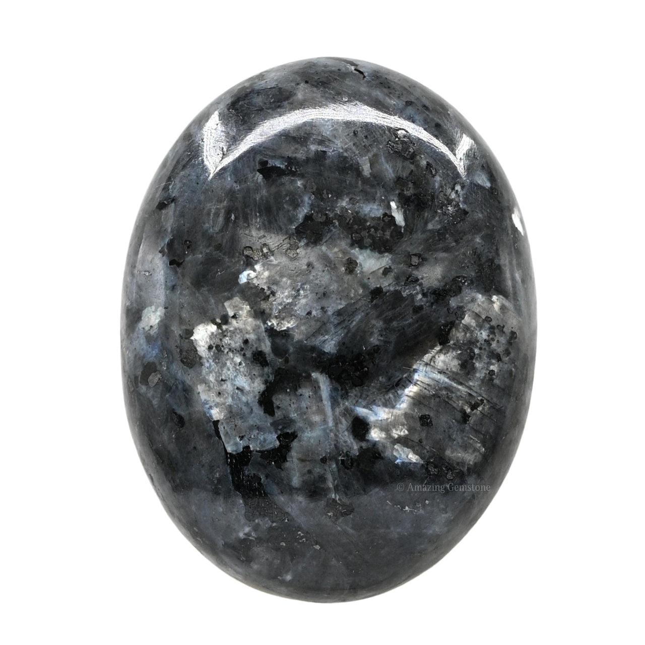 Larvikite Palm Stone - Hot Massage Worry Stone for Natural Body Chakra Balancing, Reiki Healing and Crystal Grid Larvikite