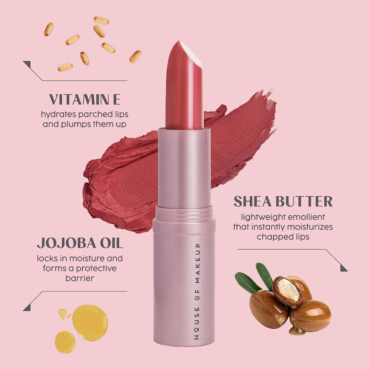 House Of Makeup Nude Lipsticks | Matte Finish | Peach, Brown Nude, Coral Crush | 3.5 gms