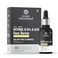 Khadi Organique Retinol 0.5% + Q10 Face Serum For Anti Aging | Reduce Fine Lines & Wrinkles | For Women & Men 30 ML