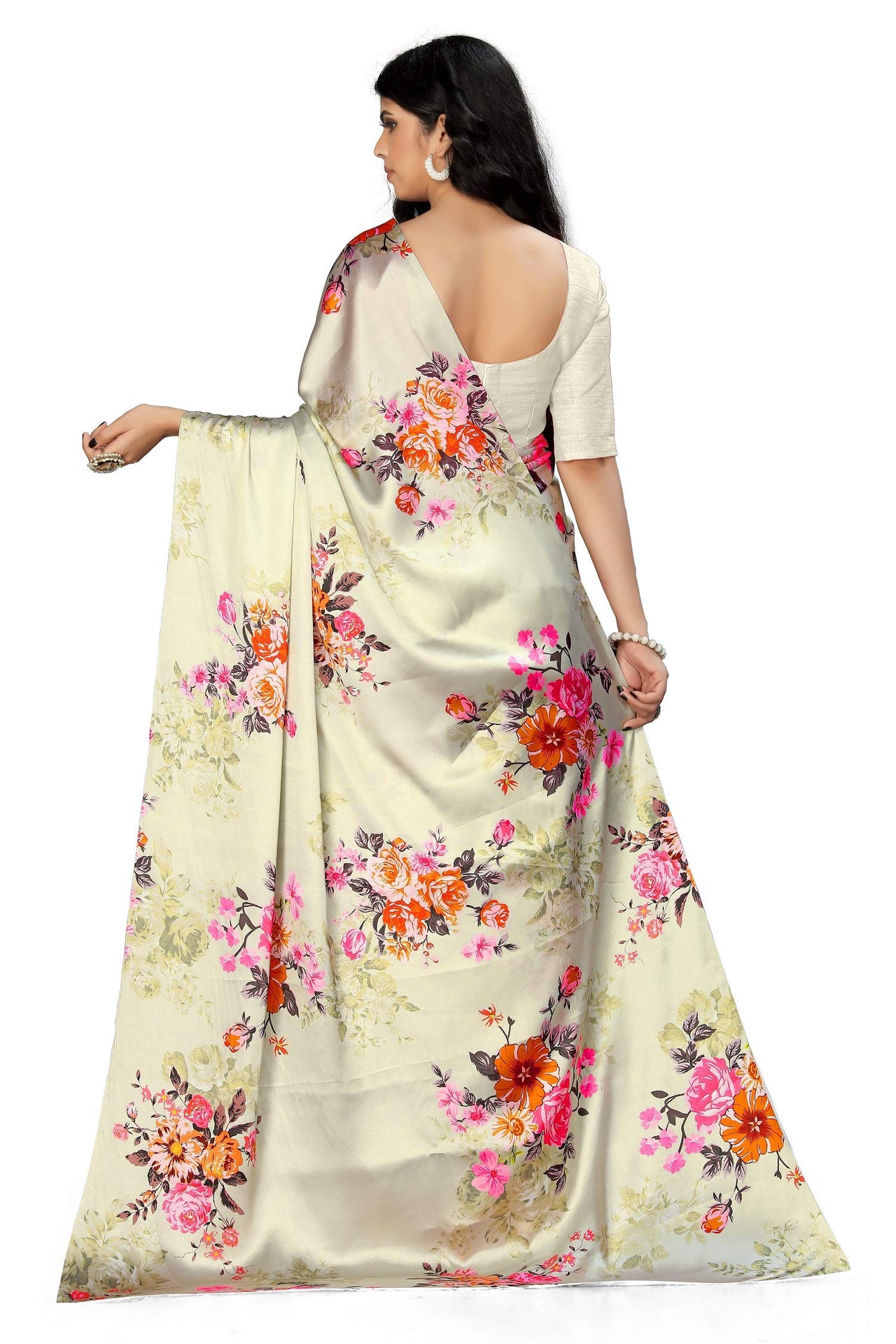 FABIAN FASHION Women's  Japan Satin Saree With Blouse Piece