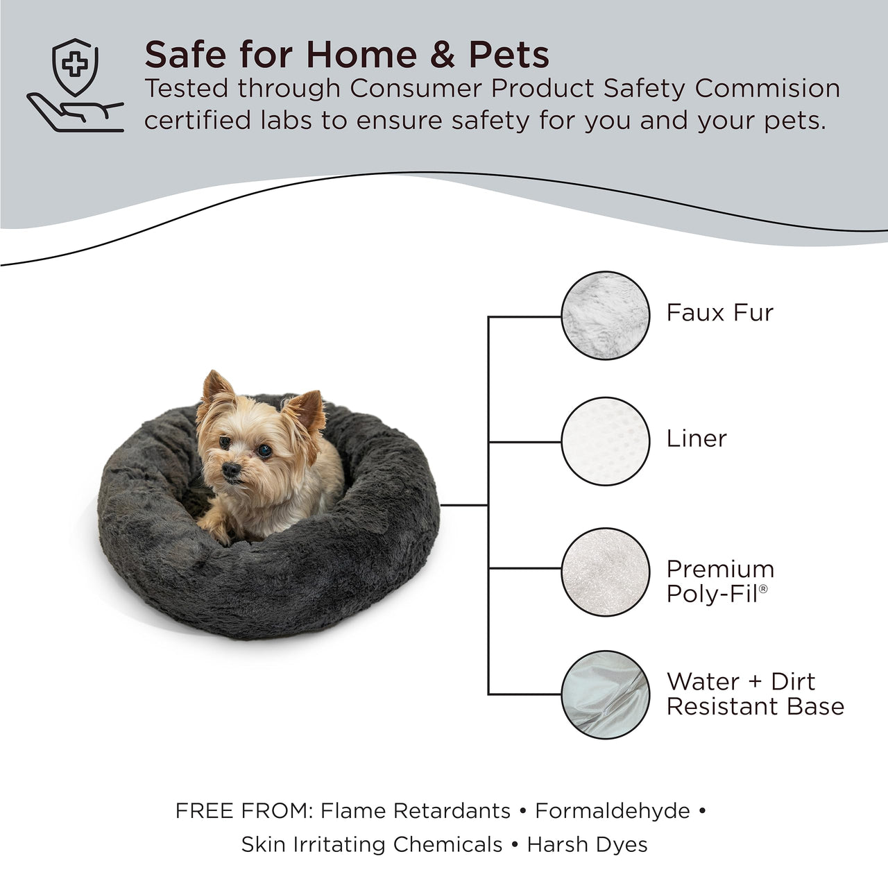 Best Friends by Sheri The Original Calming Donut Cat and Dog Bed in Lux Fur Mink, Extra Small 18" 18.0"L x 18.0"W x 7.0"Th Bed Only Lux Mink