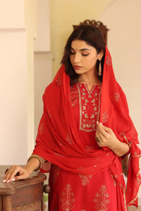 Vaamsi Women's  Cotton Solid Embroidered Kurta Pant Dupatta Set
