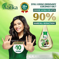 Dabur Vatika Enriched Coconut Hair Oil - 300ml | For Strong, Thick & Shiny Hair | Clinically Tested to Reduce 90% Hairfall in 4 Weeks | Prevents Dull & Damaged Hair | Enriched with 10 Herbs