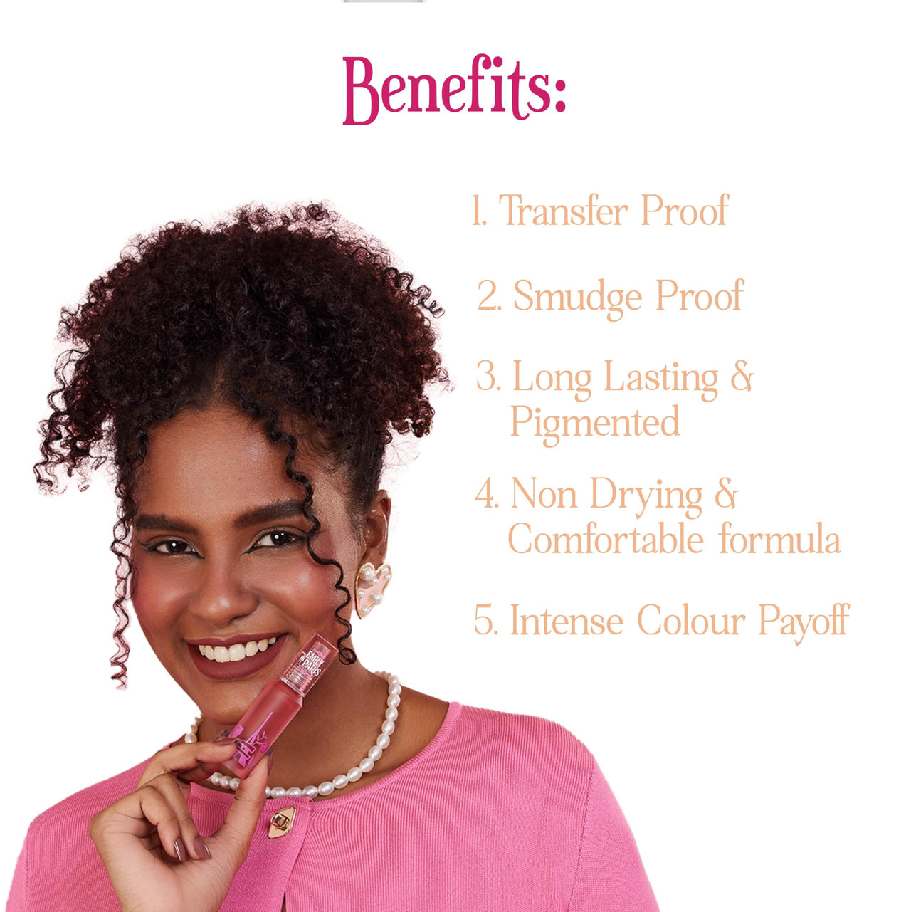 Tint Cosmetics Emily in Paris Liquid Lipstick. Long-lasting & Smudge-proof. Water & Transfer-proof. One-swipe Application. Ultra-pigmented with Precise Tip Application. Non-sticky, Non-drying, for All Skin Types. BonBon (Pink) 4ML.