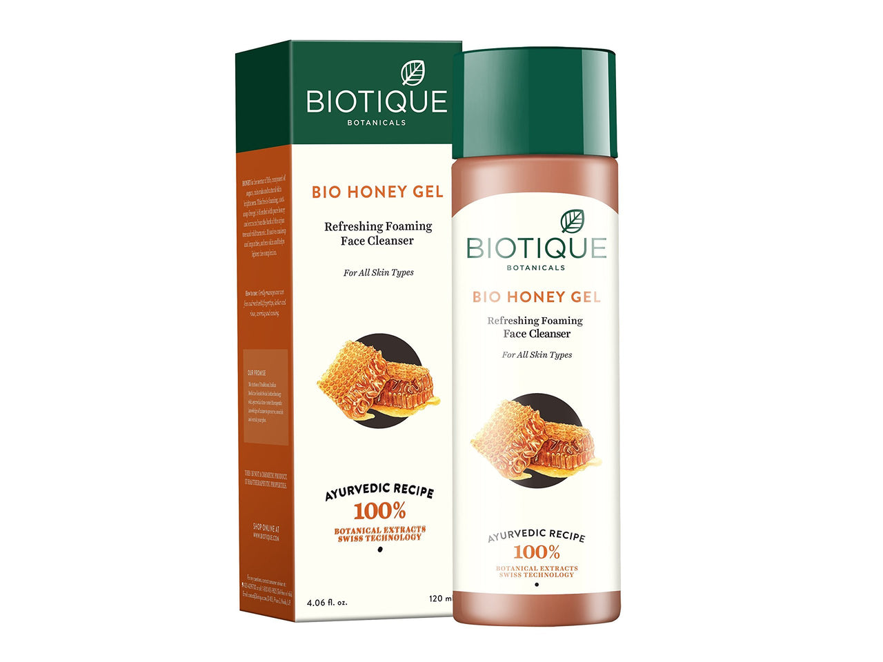 Biotique Bio Honey Gel Refreshing Foaming Face Cleanser, 120ml And Biotique Bio Milk Protein Whitening & Rejuvenating Face Pack For All Skin Types, 50G