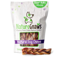 Nature Gnaws Braided Bully Sticks for Dogs - Premium Natural Beef Dental Bones - Long Lasting Dog Chew Treats for Aggressive Chewers - Rawhide Free 3 Count (Pack of 1) 3 Count (Pack of 1)