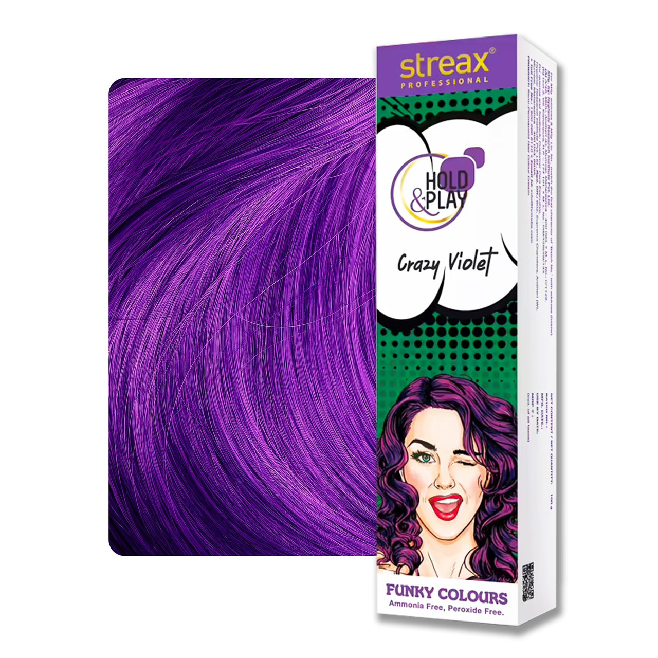 Streax Professional Hold & Play Funky Colours Hair Color, 100g - Crazy Violet 100g