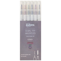 AVERY Dual Tip Markers, Fine Tip Marker and Chisel Tip Marker, Quick-Drying Water-Based Markers, Muted Neutral Colors, Ideal Planner Markers and Journal Markers, 6-Pack (25003) 6 Pack
