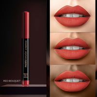 FACESCANADA Ultime Pro Hd Intense Matte Lipstick + Primer - Red Bouquet (Red), 1.4G | 9Hr Long & Faces Canada Comfy Matte Creme Lipstick - Go For It 02, 4.2G | 8Hr Long Stay |