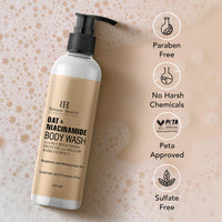Botanic Hearth Oat & Niacinamide Body Wash | Moisturizing & Skin Whitening Body Wash Shower Gel | Sulfate & Paraben Free | for Women & Men | 245ml