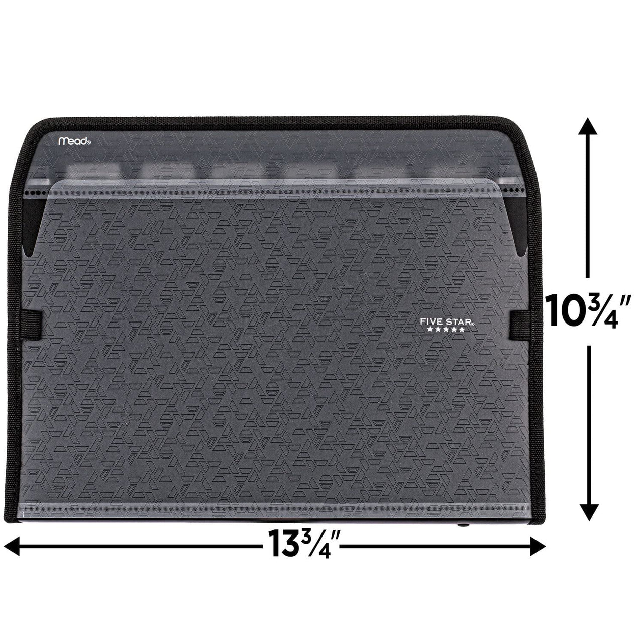 Five Star 7 Pocket Expanding File Organizer, Plastic Expandable File Folders with Customizable Tabs & Clear Cover, Holds 11" x 8-1/2", Zipper Closure, Black (72709)