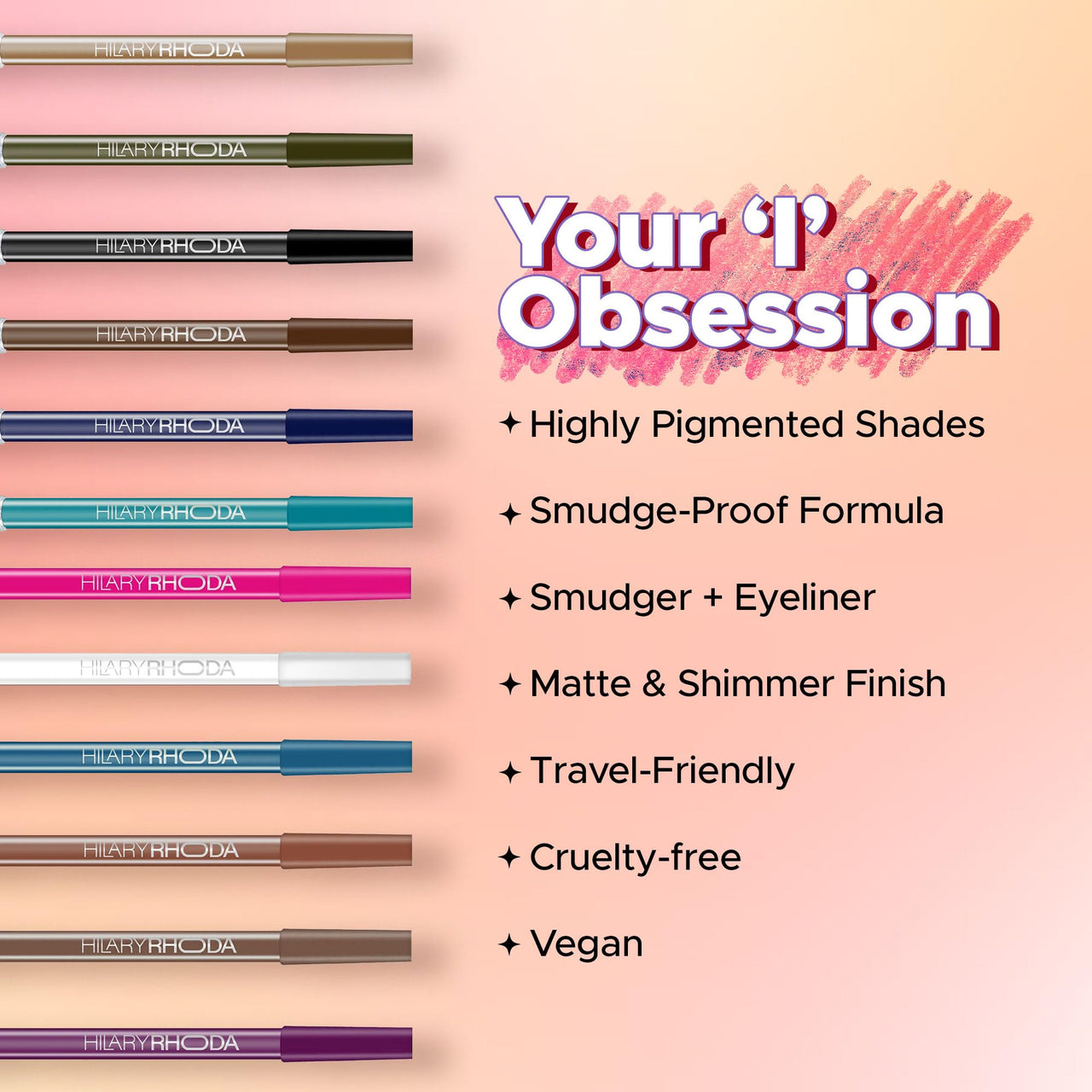 Hilary Rhoda Play n Blend Gel Eyeliner | One Stroke Application | Highly Pigmented | Matte & Shimmer Finish | 2 in 1 Smudger + Eyeliner | Butter Smooth Texture | 1.5g - (Black | Shade 03)