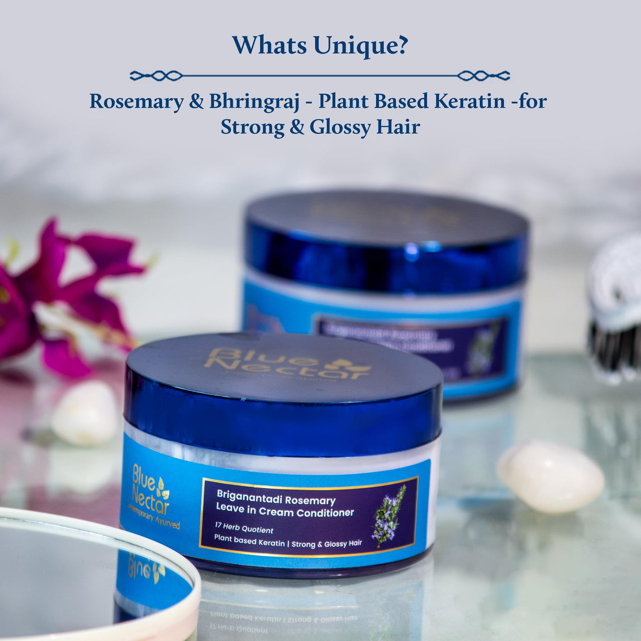 Blue Nectar Rosemary Leave in Conditioner for Wavy, Curly & Dry Hair | Hair Growth With Natural Keratin for Women & Men | Paraben Sulfate Free | (16 Herbs, 200g)