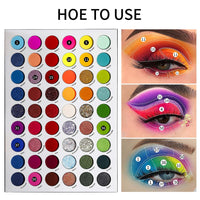 URBANMAC Professional 54 Color Board Eye Shadow Bright Neon Glitter Makeup Pallet Highly Pigmented Powder Eye Shadow, Multicolor, Semi-Matte Finish