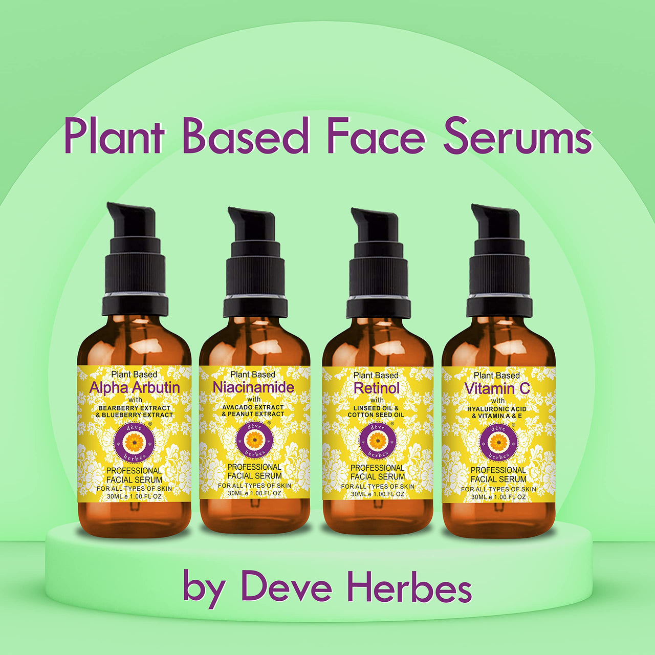 Deve Herbes Plant Based Retinol Face Serum with Linseed & Cotton Seed Oil for Personal Care 30ml with Free Pure Vitamin E Oil 10ml