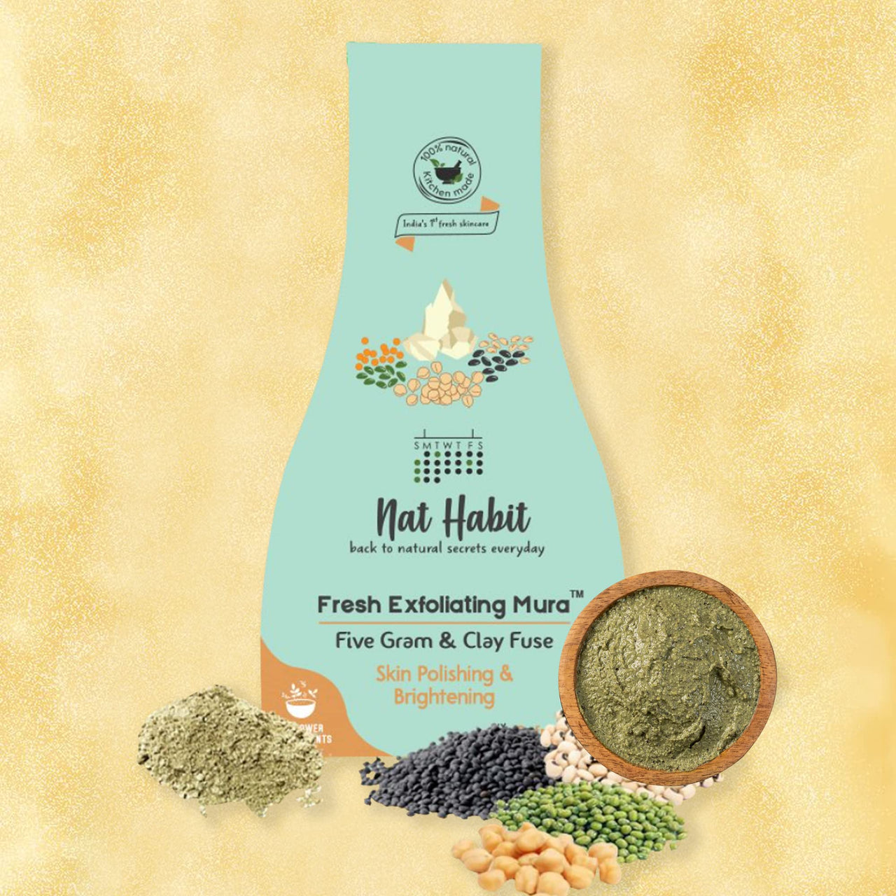 Nat Habit Face Scrub, Five Gram & Clay Fuse Exfoliating Mura For Deep Cleansing, Skin Polishing & Brightening, Provide Clean, Clear & Soft Skin (Pack of 2 x 25 gm)