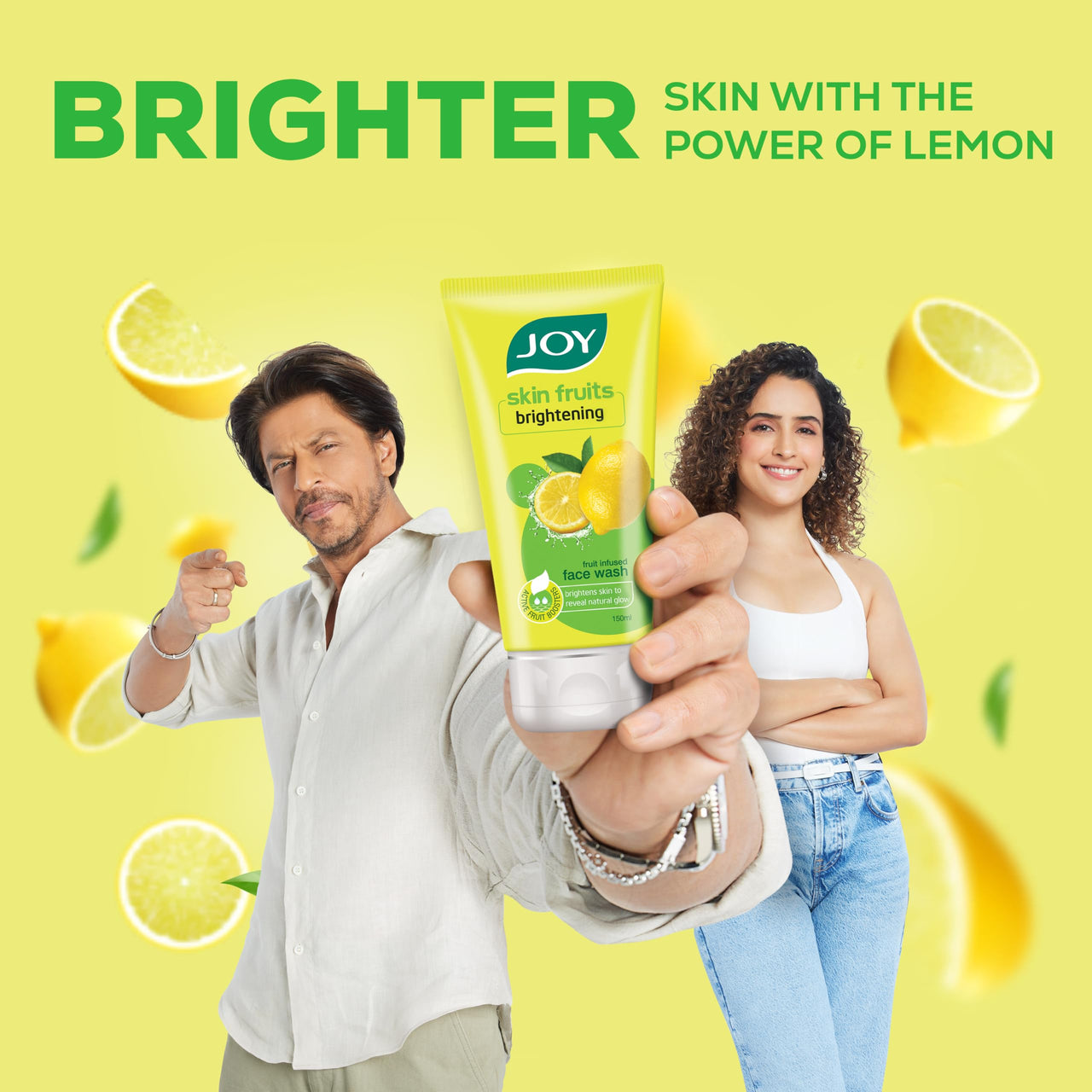 Joy Skin Fruits Lemon Brightening Face Wash 100ml x2 | with Vitamin C for Glowing Skin | Reduces Dark Spots, Removes Excess Oil & Dirt | For Normal to Oily Skin