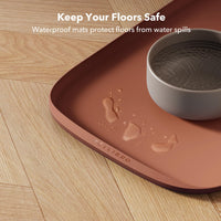 Dog Food Mat, Safety Silicone Cat Food Mat for Feeder & Fountain, Waterproof Dog Bowl Mats, Raised Edge Spill Protection Floor, Cove Feeding Mat for Pet (Coral, 22'' x 16.5'') 22'' x 16.5'' Coral