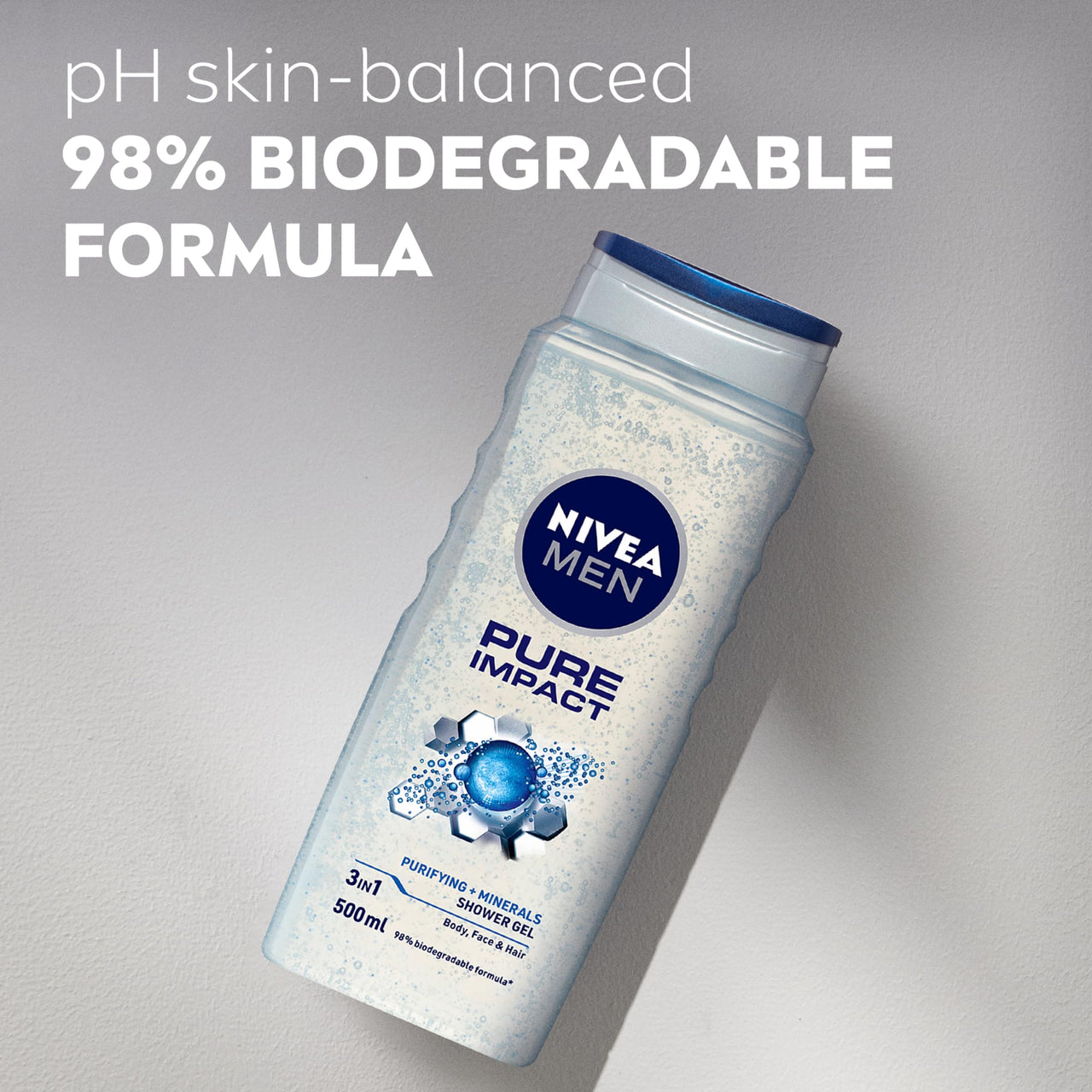 NIVEA MEN Pure Impact Shower Gel, 500ml, (Hair, Face & Body Wash) (Pack of 3)