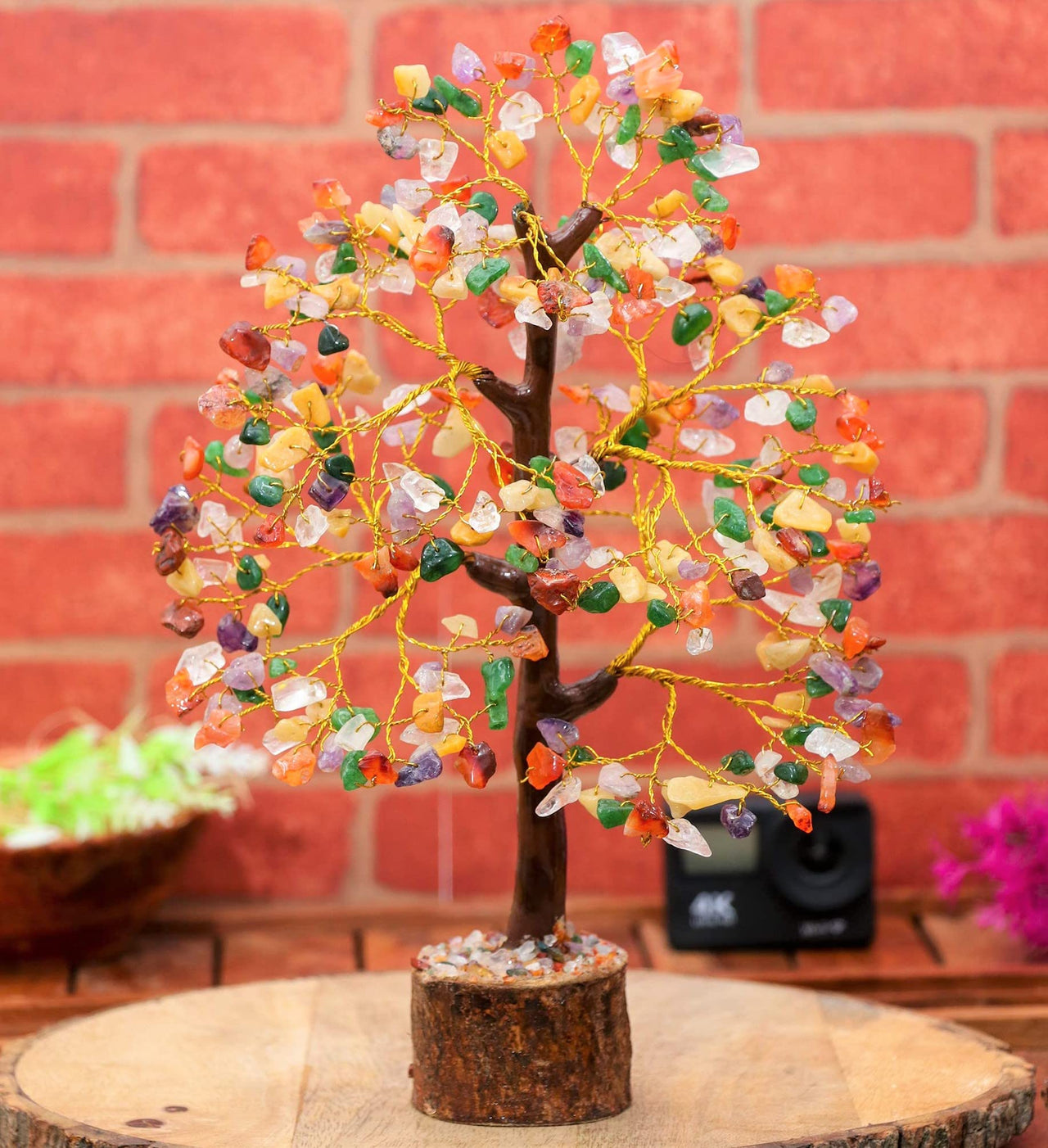 Chakra Tree - Crystal Tree - Gemstone Tree - Feng Shui Tree - Money Tree Bonsai - Healing Crystal - 7 Chakra Tree of Life - Home Decor - Spiritual Gift - Seven Chakra Tree - Handmade Crystal Gift Mix Chakra (Golden Wire)