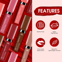 Beauty Berry Soft & Matte Waterproof Lip Color Liquid Lipstick | Rich Pigment, Long Lasting Liquid Lipstick | Non-Transfer Liquid Lipstick for Women Enriched with Vitamin E (05 - Sandstrom, 4.5 ml)