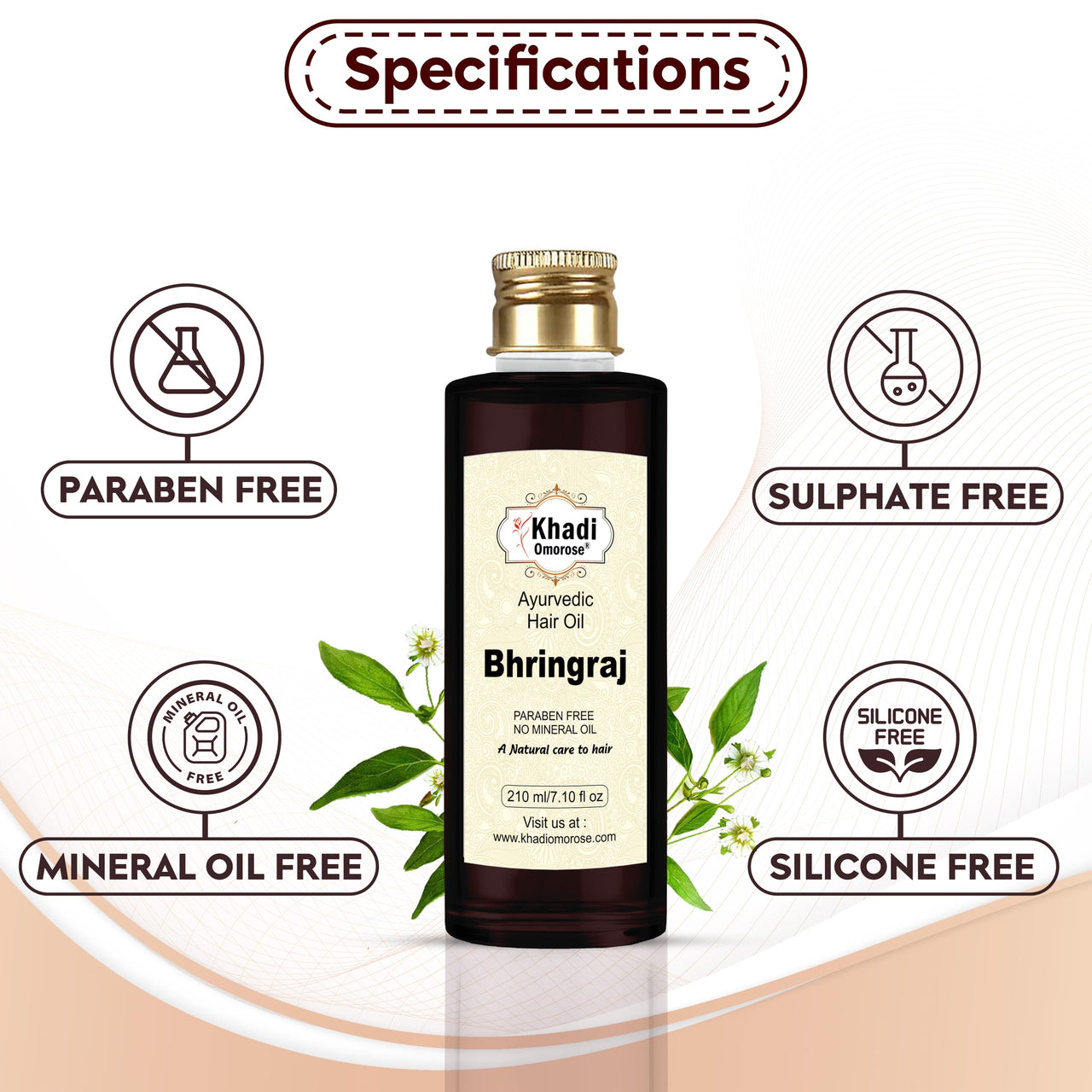 Khadi Omorose Bhringraj Hair Oil |Controls Hair Fall | Promotes Healthy Hair Growth | Mineral Oil Free | Makes Hair Strong, 210ml