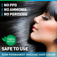 Vegetal Safe Hair Color - Dark Brown 50gm - Certified Organic Chemical and Allergy Free Bio Natural Hair Color with No Ammonia Formula for Men & Women