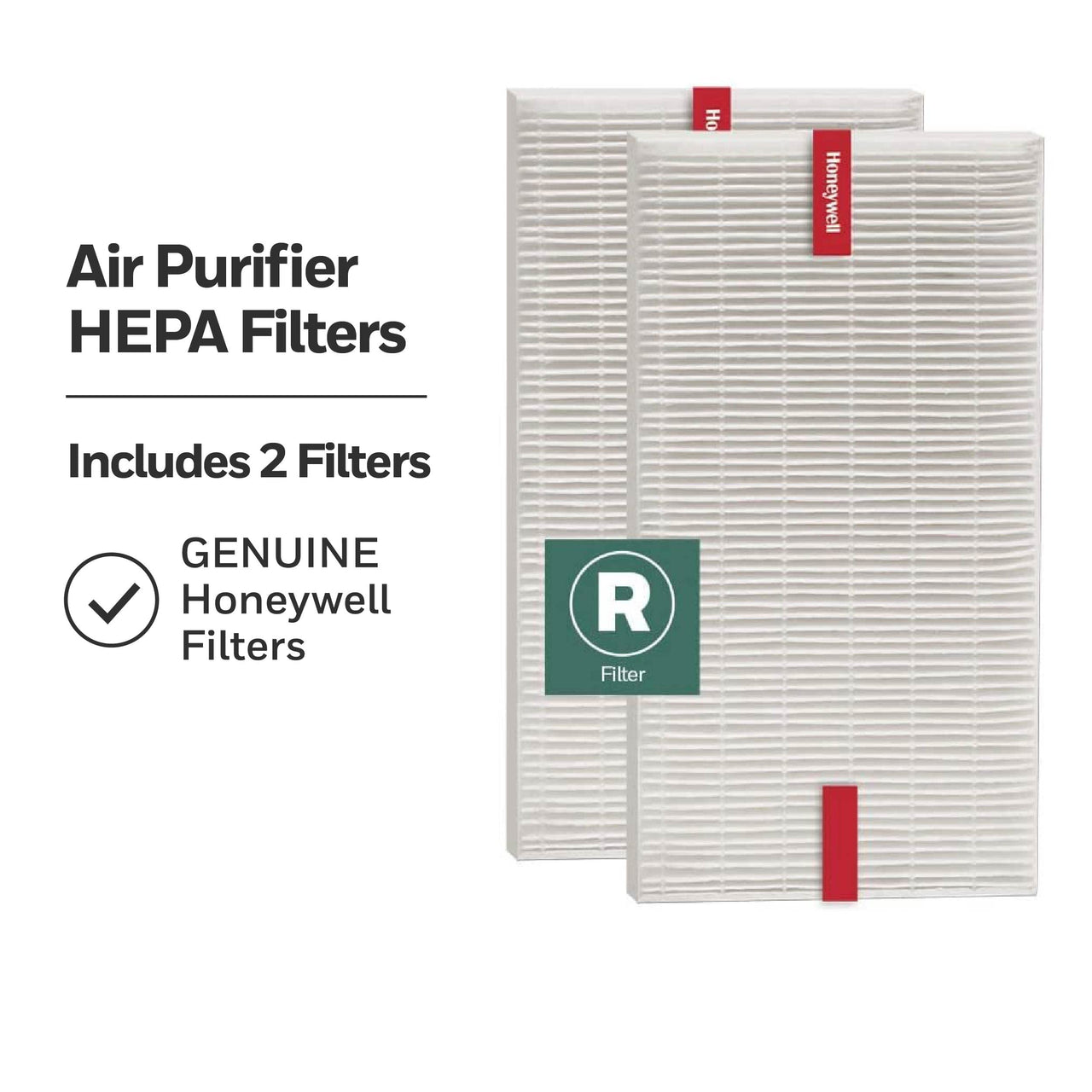 Honeywell HEPA Air Purifier Filter R, 2-Pack for HPA 100/200/300 and 5000 Series - Airborne Allergen Air Filter Targets Wildfire/Smoke, Pollen, Pet Dander, and Dust 2 pack