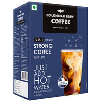 Colombian Brew 2 in 1 Instant Coffee Powder Premix unsweetened No sugar, 10 Sachets Box