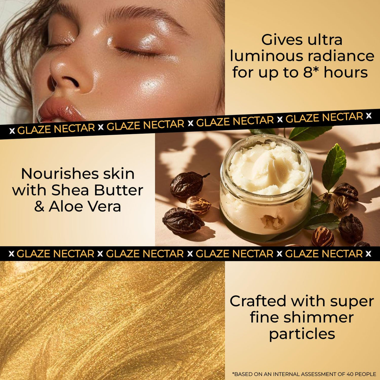 Just Herbs Glaze Silver Nectar Ultra Radiance | Ultra Shimmery Shine | Long Stay | Mess Free | Dewy Finish with Shea Butter and Aloe Vera Liquid Highlighter | All Skin Types | For Women 6g