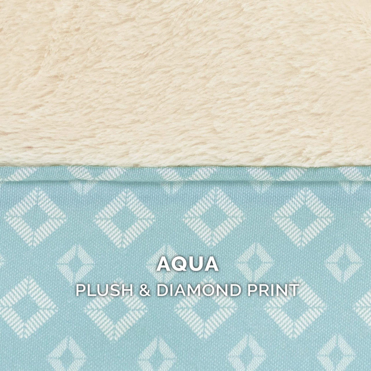 Furhaven Replacement Dog Bed Cover Plush & Diamond Print Nest Top Sofa-Style, Machine Washable - Aqua, Large Cover Only 36.0"L x 27.0"W x 0.3"Th Nest Top - Plush & Diamond Print (Aqua)