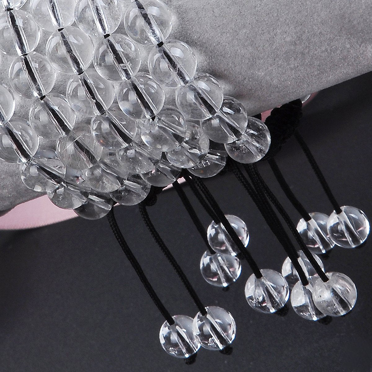 Massive Beads Natural Healing Power Gemstone Crystal Beads Unisex Adjustable Macrame Bracelets 8mm Clear Crystal
