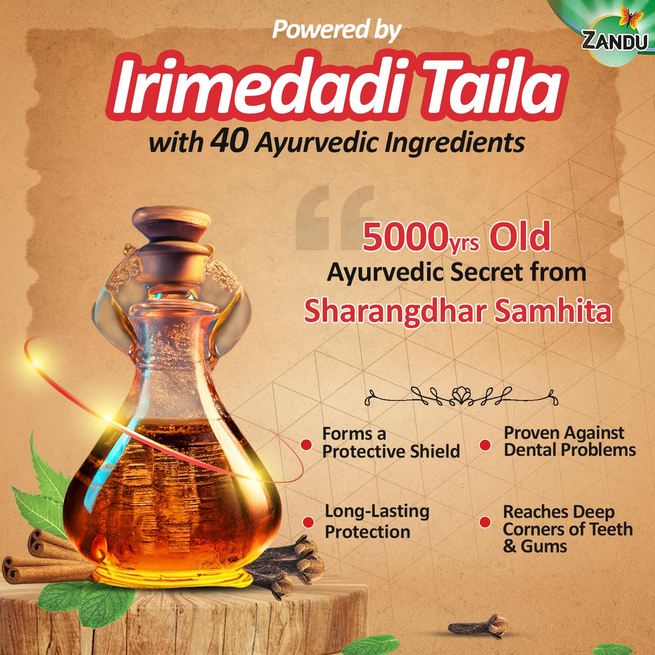 Zandu Dantveer, 500g, Fights 9 Dental Problems, with Irimedadi oil, Advanced Ayurvedic Toothpaste, Scientifically proven formula