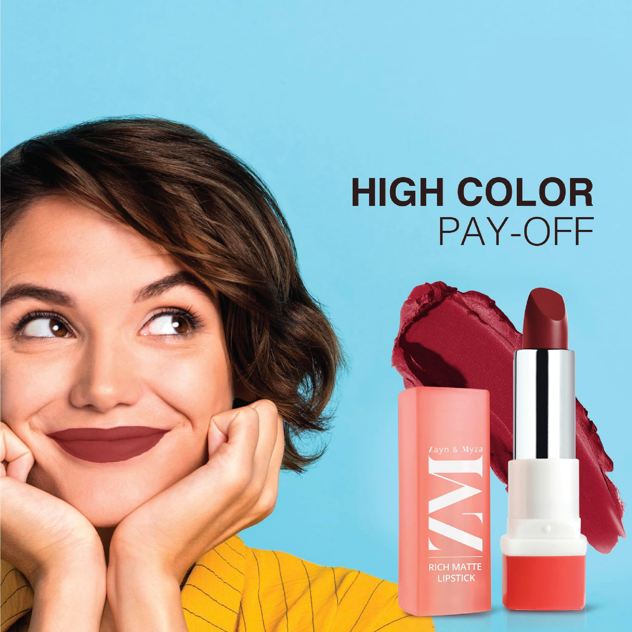 ZM Zayn & Myza Rich Matte Lipstick | Smooth and Light Weight | Intense Color in one Swipe | High Pigmentation Bullet Lip Stick Enriched with Argan oil, Murumuru and Shea Butter (4.2 gm, Girl Boss)