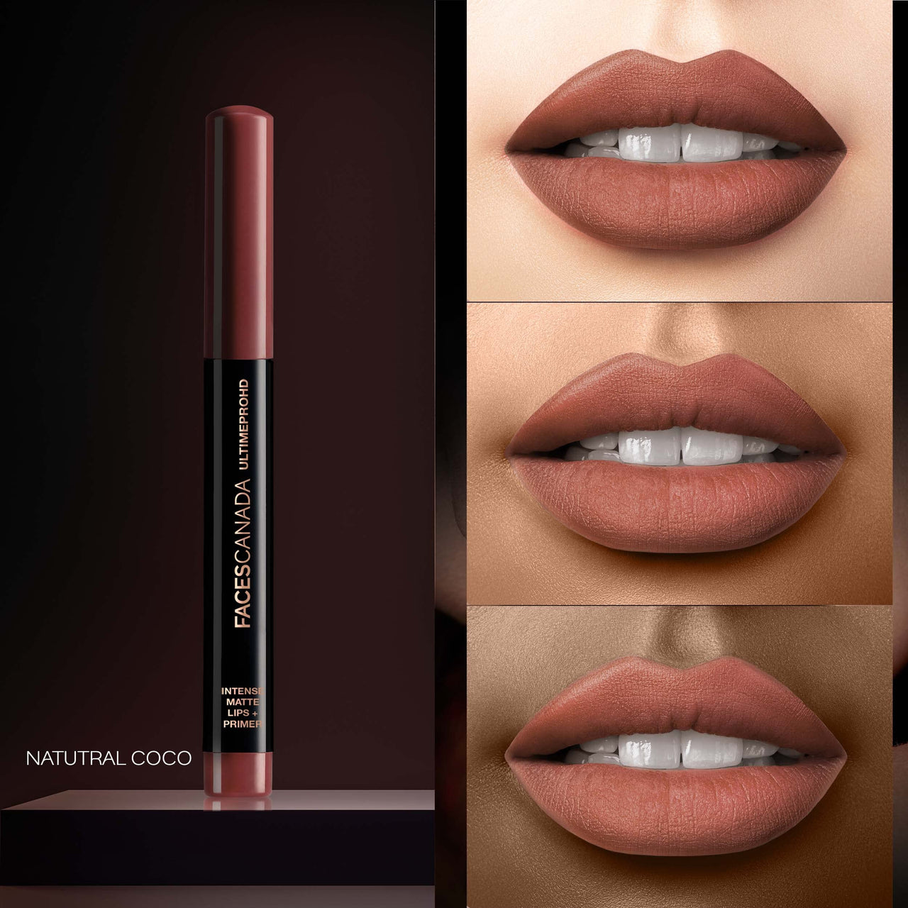 FACESCANADA Ultime Pro HD Intense Matte Lips + Primer - Natural Coco 12, 1.4G | 9Hr Long Stay & Ultime Pro HD Intense Matte Lips + Primer - Tea Rose 10, 1.4G | 9Hr Long Stay