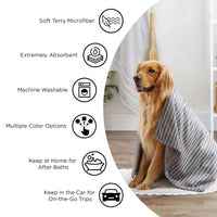 Bone Dry Pet Grooming Towel Collection Embroidered Absorbent Microfiber Drying Set, 15x30, Lavender, 3 Count