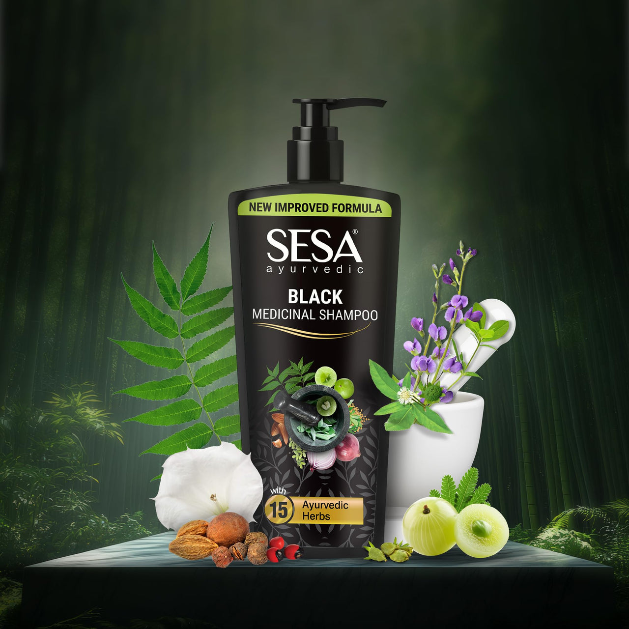 Sesa Ayurvedic Medicinal Shampoo Hairfall Control Anti Dandruff Shampoo Infused with 17 Ayurvedic Herbs Smooth & Shiny Hair For Men & Women (500 ml (Pack of 2))