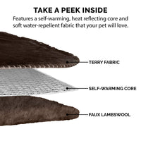 Furhaven Waterproof & Self-Warming Throw Blanket for Dogs & Indoor Cats, Washable & Reflects Body Heat - Terry & Sherpa Dog Blanket - Espresso, Small Blanket - Terry & Sherpa (Espresso) 30.0