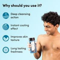 Man Matters 3 in 1 Action Charcoal Body Wash (Pack of 2) | Menthol, 5% Niacinamide & Activated Charcoal Beads | For Instant Cooling & Odor Protection | 500ml