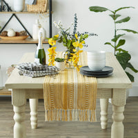 DII Farmhouse Braided Stripe Table Runner Collection, 15x72 (15x77, Fringe Included), Honey Gold 15x72