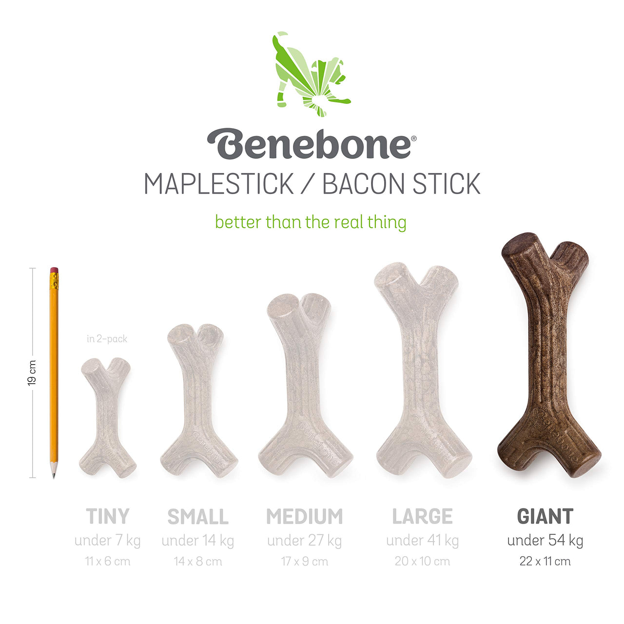 Benebone Bacon Stick Durable Dog Chew Toy for Aggressive Chewers, Real Bacon, Made in USA, Giant