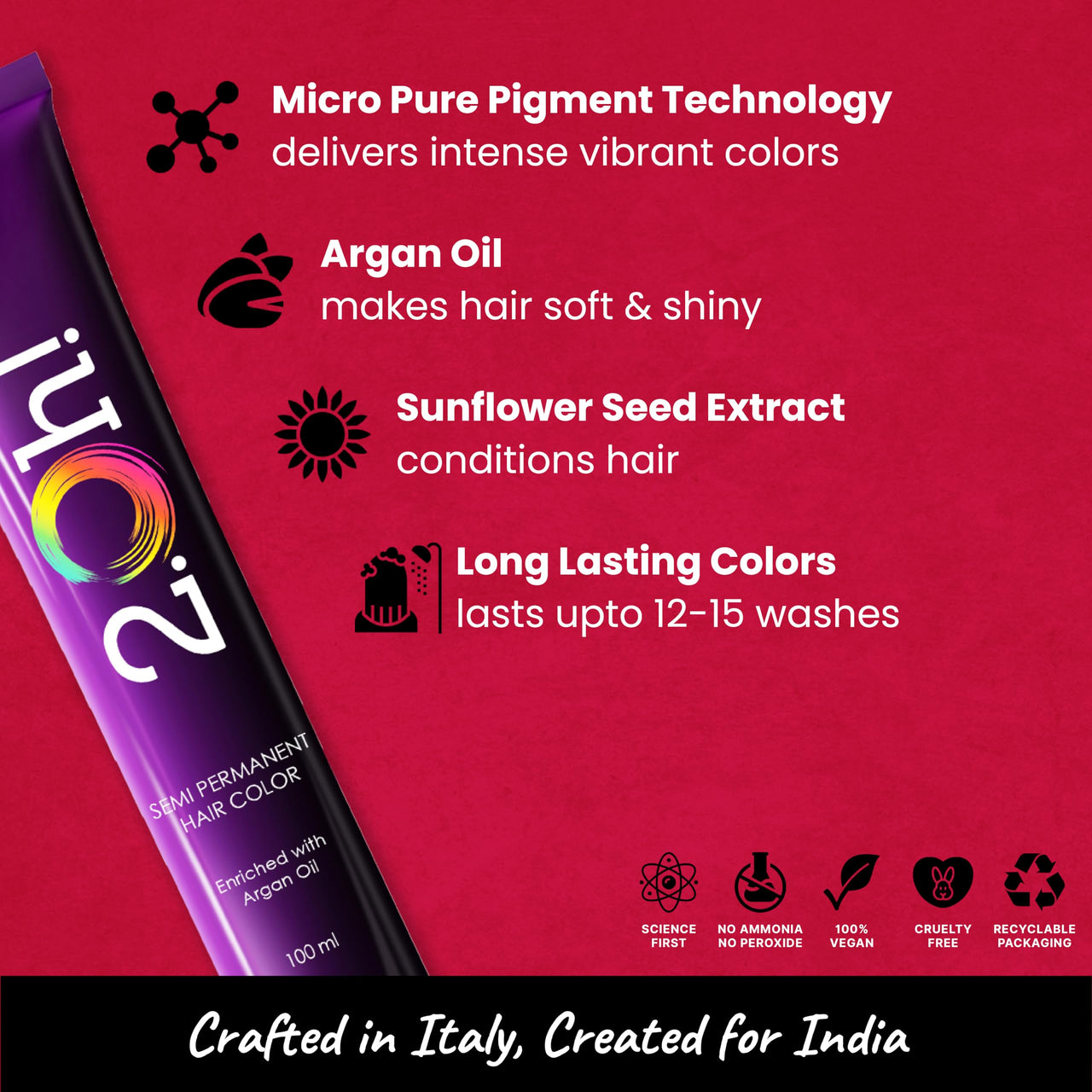 2.Oh! Italian- Red Hair Color For Women & Men | Ammonia-Free DIY Semi Permanent Hair Color | Enriched with Argan Oil | Lasts upto 12-15 Washes | Pack of 2