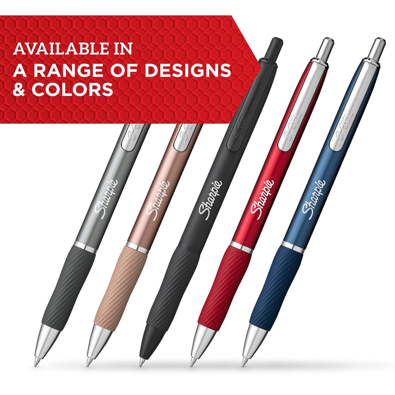 Sharpie S-Gel, Gel Pens, Sleek Metal Barrel, Gunmetal, Medium Point (0.7mm), Black Ink, 4 Count Gunmetal with Black Ink