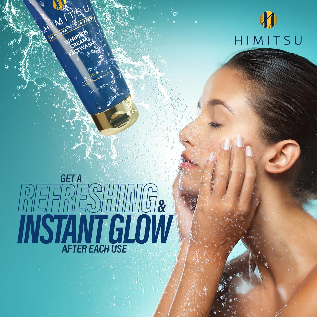 Himitsu Vitamin C & Hyaluronic Acid Face Wash for Brightening, Deep Cleaning, Hydrating & Moisturising Gentle Whipped Cream Texture Facial Cleanser with Glycine & Cinnamon for All Skin Types 100g